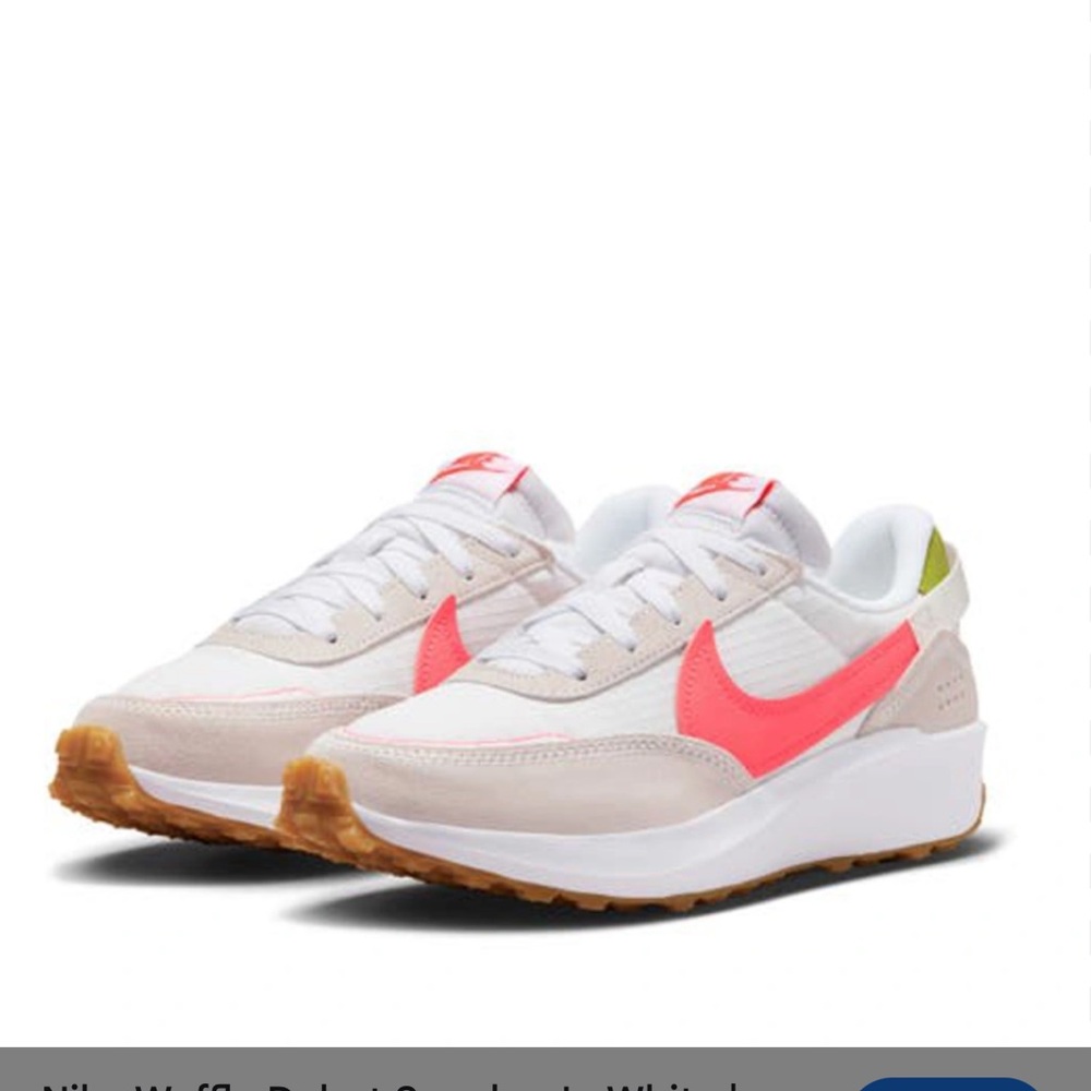 Nike Women’s Waffle Debut Sneaker Size 9. White/hot punch/cactus